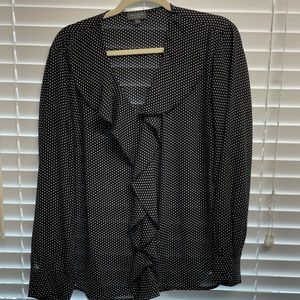 The Limited black and white polka dot dress shirt